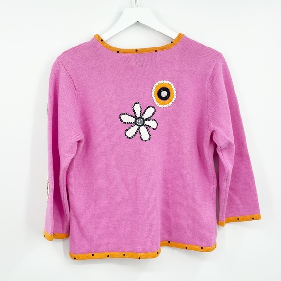 Vintage Design Options By Philip & Jane Gordon Pink Flower Power Cardigan - Picture 6 of 6